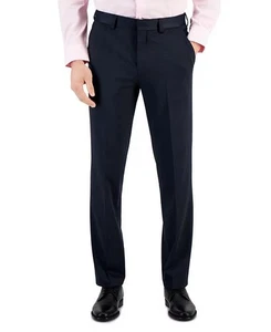 Hugo Boss Men's Modern-Fit Stretch Navy Mini-Check Pants 34 X 34 $198 TOM233J1 - Picture 1 of 3