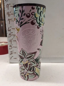 Starbucks 2022 Holiday Enchanted Forest Stainless Steel Cup -Pink - 24 oz - Picture 1 of 7