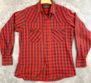 VTG Levi Strauss Sutter Creek Womens Red Black Plaid Western Pearl Snap Shirt L - Picture 1 of 10