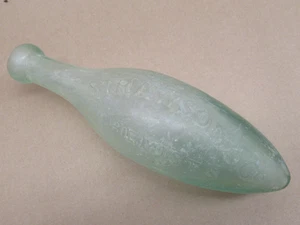Antike Strawson & Co Chemiker Liverpool Torpedo Klecksverschluss grüne Flasche 9,5" - Bild 1 von 8