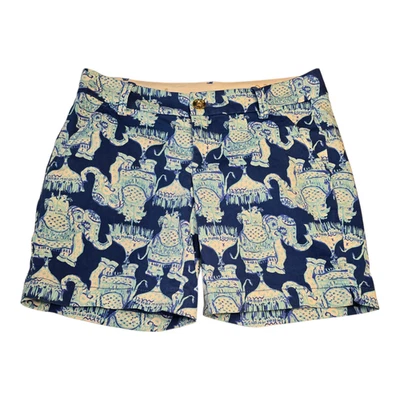 Lilly Pulitzer The Jayne Stretch Shorts Womens 00 Blue/White Elephant Resortwear - Image 1 of 4