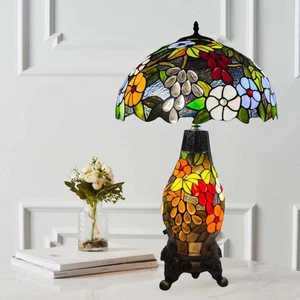 Tiffany Flower Style Table Clustered Lamp For Home Decor Bedroom Glass Lamps - Picture 1 of 10