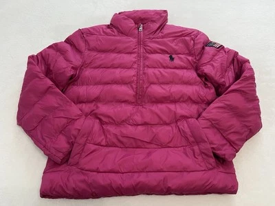 POLO Ralph Lauren Niños Niñas Media Cremallera Cuello Simulado Rosa Puffer Chaqueta Talla M 5-10AÑOS Foto 1 de 4