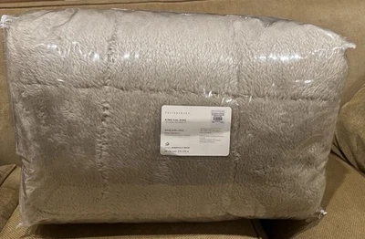 Edredón Pottery Barn piel sintética piel de oveja KING/CAL color piedra NUEVO con etiquetas Foto 1 de 4