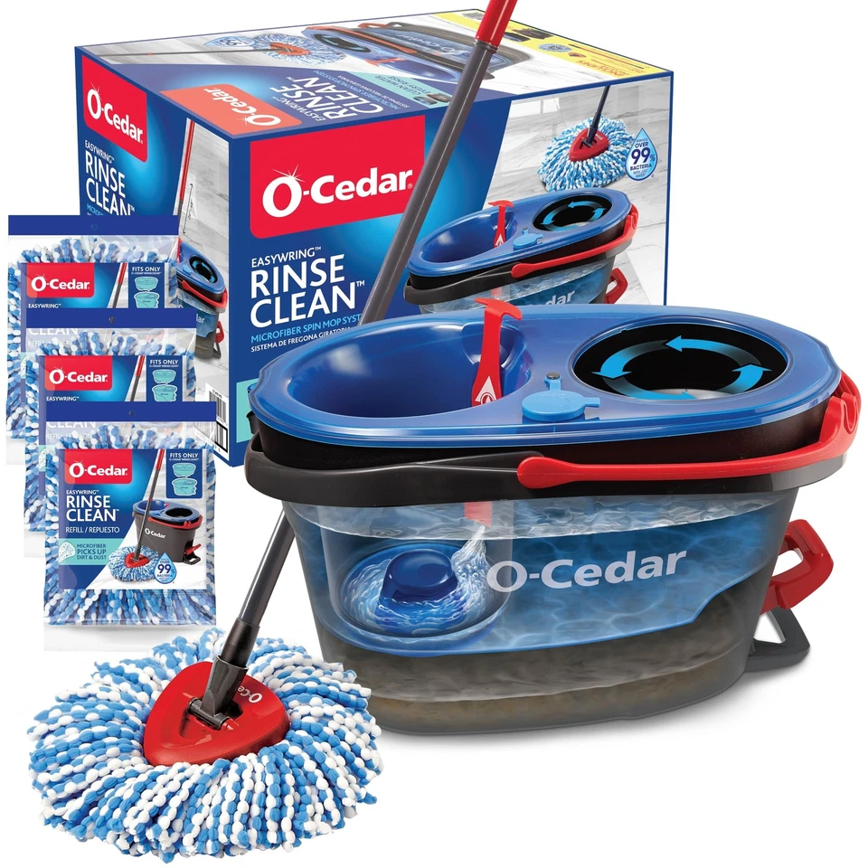 O-Cedar EasyWring RinseClean Microfibra Spin Mop Cubo Sistema de Limpieza de Suelos 3  Foto 1 de 4