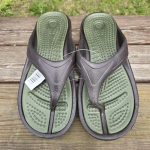 NWT Men's Summer Rubber Sandals Sz 10/43 Brown Thong Flip Flop - Picture 1 of 7