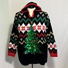 Ugly Christmas Sweater Hooded Sequin Tree Snowflake Fair Isle Plus Size 2X
