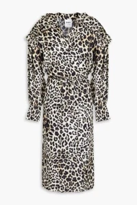 DAY BIRGER ET MIKKELSEN Gathered Women Leopard Midi Wrap Ruffle Dress Size 10 - Picture 1 of 23
