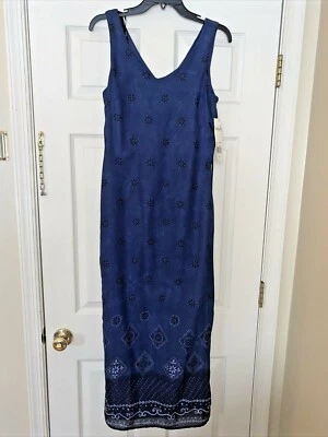 ALL THAT JAZZ Boutique Anthropologie Maxi Paisley Bandanna Navy NWT 7 8 ❤️tb1000 Foto 1 de 4