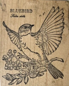 PSX K-1312 BLUEBIRD BIRD BERRY BRANCH RUBBER STAMP Read Description MR94B - Picture 1 of 5