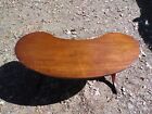 Vintage Federal Style Mahogany Kidney Shaped Coffee Table With Slide Out Tray