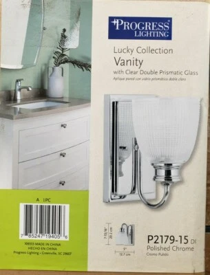 Tocador Progress Lighting P2179-15 Lucky 5" cromado con doble prismático transparente  Foto 1 de 4