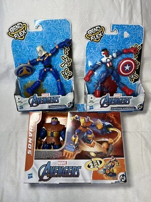 Marvel Avengers Toys, Bend Flex pacote com 3 conjuntos Thanos, Capitão América, Taskmaster - Imagem 1 de 4