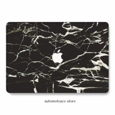 黑色白色裂纹大理石硬外壳 适合 Macbook M4 Pro 16 14 Air 15 13 11 12 英寸 — 第 1/4 张图片