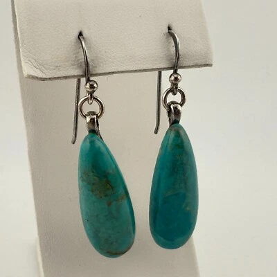 Barse Vintage 925 Sterling Silver Blue Turquoise Drop Dangle Earrings (9.9g) - Image 1 of 4