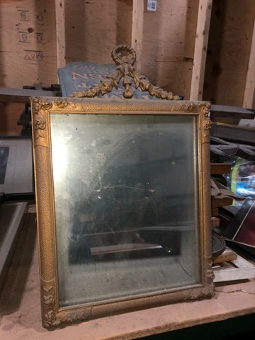 SWEET vintage Metal frame GOLD mirror floral detail 17.5”x12” - 11.5x9.5” glass Cover