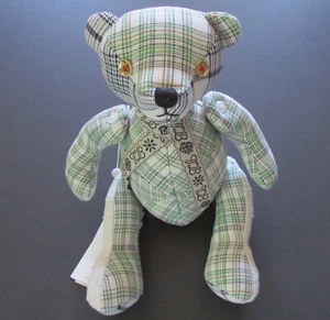 Tory Burch GWP Teddy Bear Weighted Green Blue Tan Beige Plaid Cloth New - Picture 1 of 16