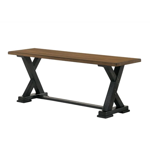 Bowery Hill Modern / Contemporary Rustic Dining Bench in Gray and Light Oak Wood Cover