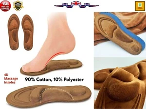 4D UNISEX MEMORY FOAM Insoles Hiking Trainer Inner Soles Foot Inserts Support - Picture 1 of 22