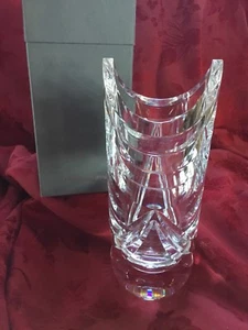 NEW NIB FLAWLESS Exceptional HOYA Japan Glass Crystal VASE Tall ART DECO Design - Picture 1 of 12