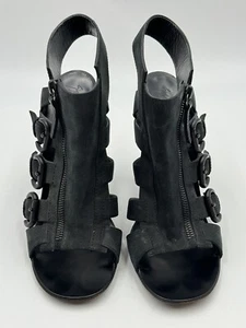 Giuseppe Zanotti Black Caged Leather Sandal with Buckle Detail Size IT41 - Picture 1 of 13