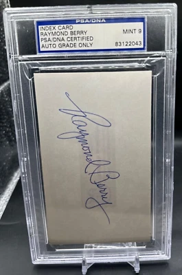 RAYMOND BERRY HOF 3X5 INDEX CARD SIGNED AUTOGRAPH PSA DNA BOLD MINT 9 AUTO - Image 1 of 2