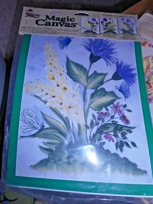 Magic Canvas 1805 Wildflowers Pre-Printed Painting Canvas Plaid One Stroke 2003 - Image 1 of 4
