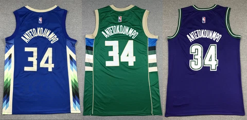 Milwaukee Bucks #34 Giannis Antetokounmpo Men's Jersey. Blue/Green/Purple S-2XL Cover