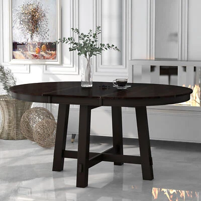 TREXM Farmhouse Round Extendable Dining Table with 16" Leaf Wood Kitchen Table - Image 1 of 4