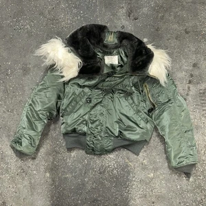 Vtg 1975 Alpha Industries Flying Mens Heavy Fur Jacket Hooded N-2B USA Scoville - Picture 1 of 6