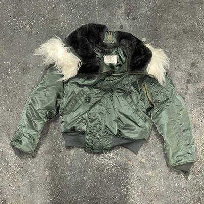 Vtg 1975 Alpha Industries Flying Mens Heavy Fur Jacket Hooded N-2B USA Scoville - Image 1 of 4
