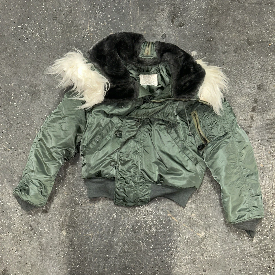Vtg 1975 Alpha Industries Flying Mens Heavy Fur Jacket Hooded N-2B USA Scoville - Image 1 of 4
