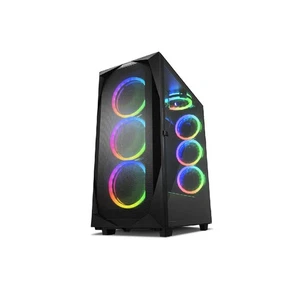 Sharkoon REV300 Black RGB Tempered Glass ATX Mid Tower Gaming PC Case - Picture 1 of 5