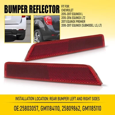 Par de luces de freno traseras LED rojas reflectoras de parachoques trasero para Equinox 2010-2017 Foto 1 de 4