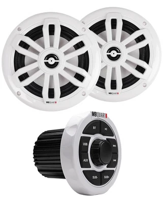 MB Quart GMR-1.5W 160W Marine Bluetooth Receiver w/USB+Pair 6.5" Slim Speakers - Image 1 of 4