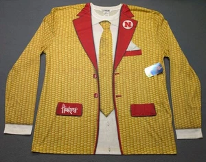 NWT Faux Real Nebraska Huskers Suit Long Sleeve Tshirt Mens Size XL Cornhuskers - Picture 1 of 9