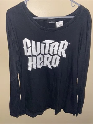 GUITAR HERO Logo Negro Manga Larga Camiseta 2009 Hombre 2XL Activision Foto 1 de 4