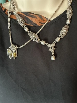 Lot of (2) Brighton Necklaces 18 Inch Silver Tone - Image 1 of 4