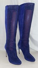 38/8❤️ Sergio Rossi ROYAL BLUE Leather SUEDE KNEE High Heel GLADIATOR Tall BOOTS