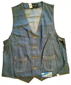 NEW original tags adult Men's Vintage Wrangler blue jean denim vest size large - Picture 1 of 4