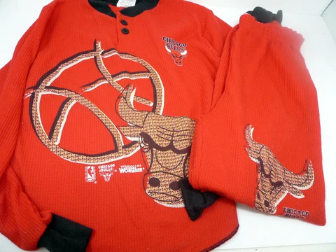 Chicago Bulls Waffle Set Youth Boys Size 12 NBA Pajama Top VTG Cover