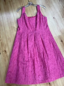 Nine West Dress w/Hip Pockets Pleated Lined Pink Stripe Sundress Womens 12 - Picture 1 of 8