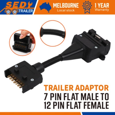 12 Pin Female Socket To 7 Pin Flat Plug Trailer Adaptor Caravan Wiring Connector - image 1 of 4