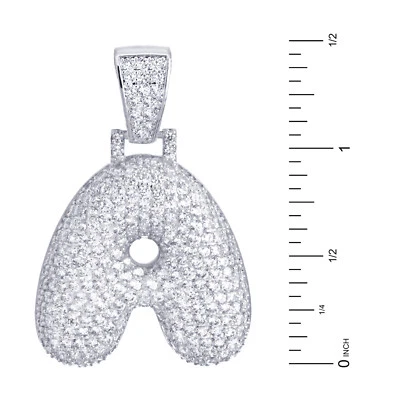 Ожерелье цепочка кулон 24 дюйма с серебряным покрытием с пузырьковой буквой A - Z - Изображение 1 из 4