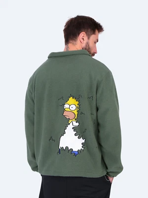Homer Simpson Bush Meme Jacket – Funny Unisex Oversized Teddy Fleece Streetwear - Image 1 of 4