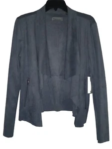 Bagatelle Collection Suede-Like Dusty Blue/Gray Color Chrome Zippers  - Picture 1 of 5