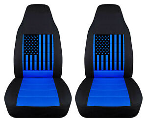 Black and Blue Seat Covers Fits 1987-1995 Jeep Wrangler YJ Front Set