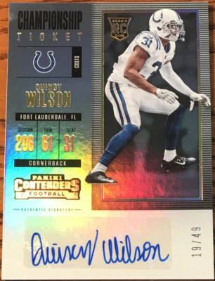 2017 Panini Contenders Championship Ticket Autograph Quincy Wilson #’d 19/49 - Image 1 of 2