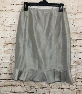 Falda Armani Collezioni Talla 6 Shantung Trompeta Volantes Hasta la Rodilla Gris (BY) - Imagen 1 de 4