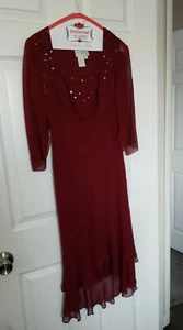 Vintage Papell Petites Silk Dress Size 4P Yolk Hem Beading  - Picture 1 of 6